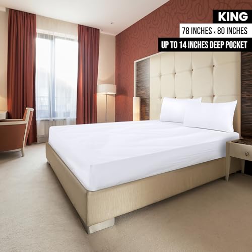 Utopia Bedding King Fitted Sheet 2-Pack, Soft Brushed Microfiber, White