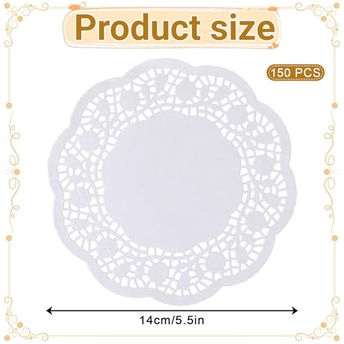 150 Pcs 5.5 Inch White Paper Doilies for Parties and Crafts