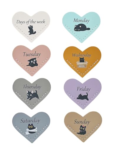 Personalized Leather Cat Bookmarks Set - 8 Pcs for Readers