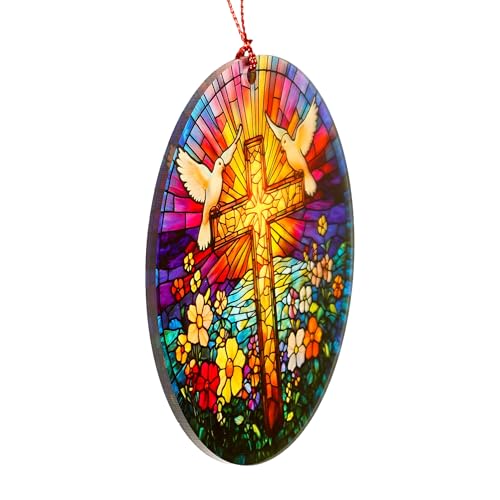 Christian Easter Cross Ornament - 4-Inch Acrylic Decor Gift