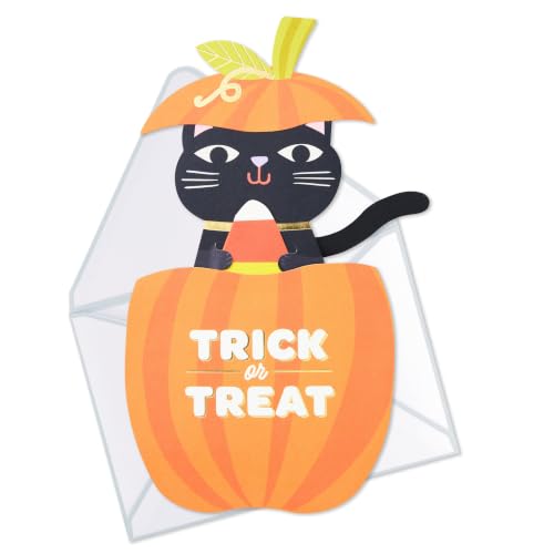 Hallmark Halloween Pop-Up Card - Black Cat & Candy Corn Pumpkin