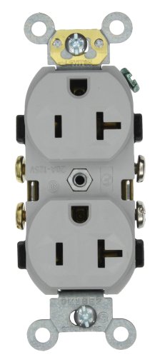 Leviton 20-Amp Gray Commercial Grade Narrow Duplex Receptacle CR20-GY Self-Grounding