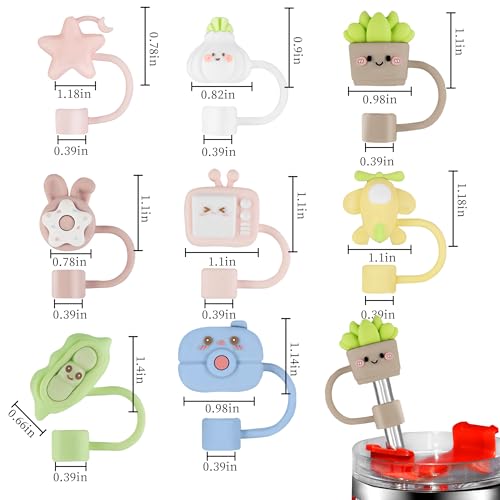 Cute 3D Straw Toppers Set for 30 & 40 oz Tumblers - 8 Pcs