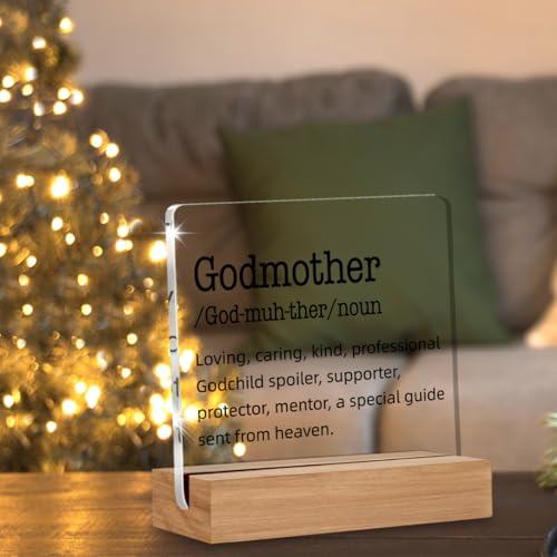Godmother Definition Acrylic Sign | 4x4 Inch Desk Decor Gift