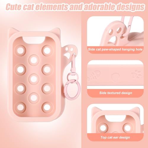 Silicone Case for Touchland Hand Sanitizer Spray Pink Cute Cat Cover with Keychain