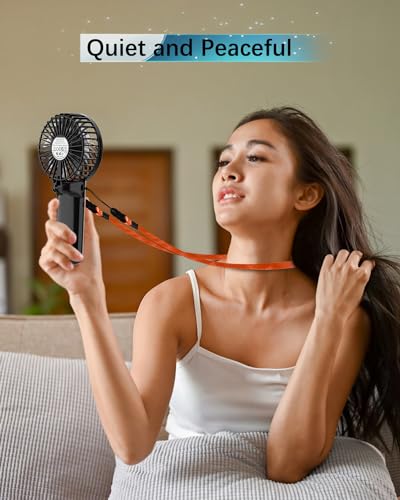 Enituo Portable Handheld Mini Fan - Black, 180° Adjustable, 4 Speeds, 15H Battery Life
