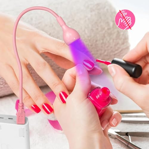 AORAEM 3W USB UV Nail Lamp with Flexible Gooseneck - Pink Portable Gel Curing Light