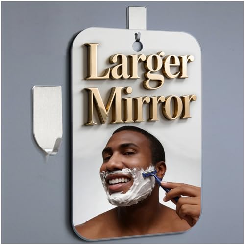Fogless Shower Mirror for Shaving - 11x8 Inch Shatterproof Handheld Mirror