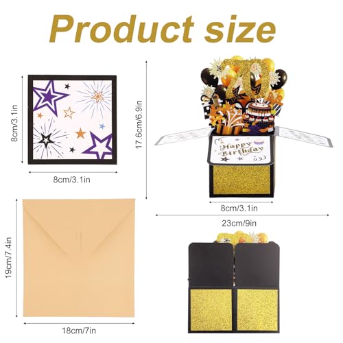 Gosknor 3D Pop Up Happy Birthday Box Card with Envelope & Note