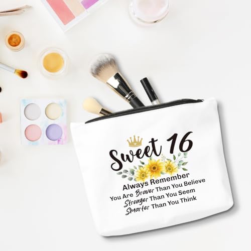 Funny 16th Birthday Makeup Bag Cotton Cosmetic Pouch for Girls