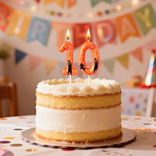Number 10 Basketball Birthday Candle - Sports Theme Cake Topper