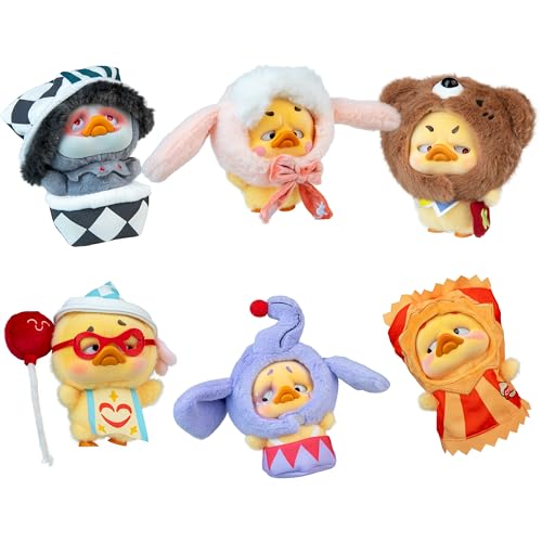 Collectible Plush Duck Keychain Blind Box - Circus Series, 6 Styles + 1 Rare