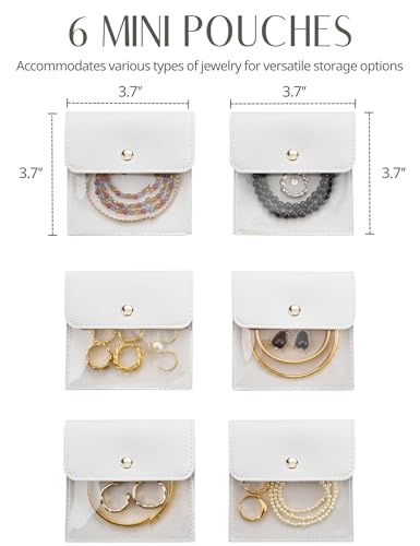 Popvibe 6 Pcs Velvet Jewelry Pouches - Travel Storage Bags for Women
