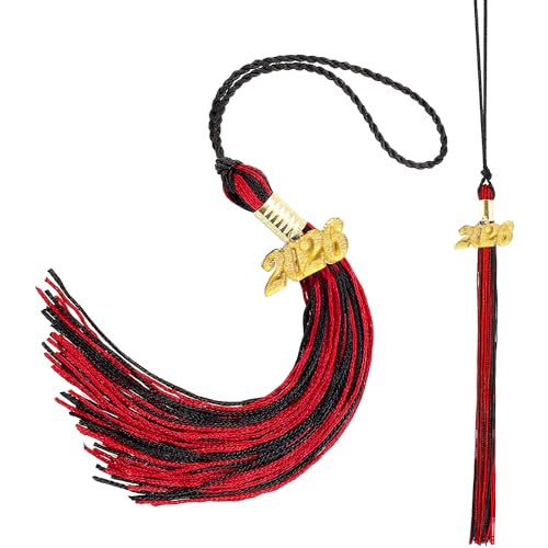 2026 Graduation Tassel with Gold Charm - Red and Black Rayon Cap Accessory