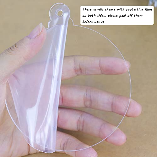 Clear Acrylic Christmas Ornaments Set - 4 Inch Blank DIY Holiday Decorations