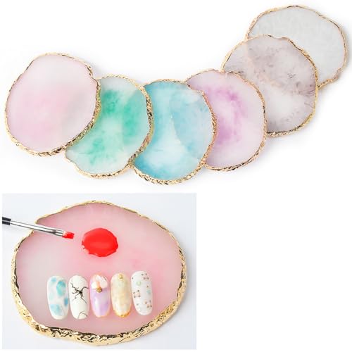 EUBUY Resin Nail Art Palette with Gold Edge Makeup Mixing Tray