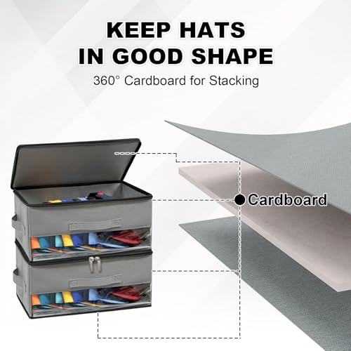 Bamneat Stackable Hat Storage Organizer for Baseball Caps - 2 Pack, Grey