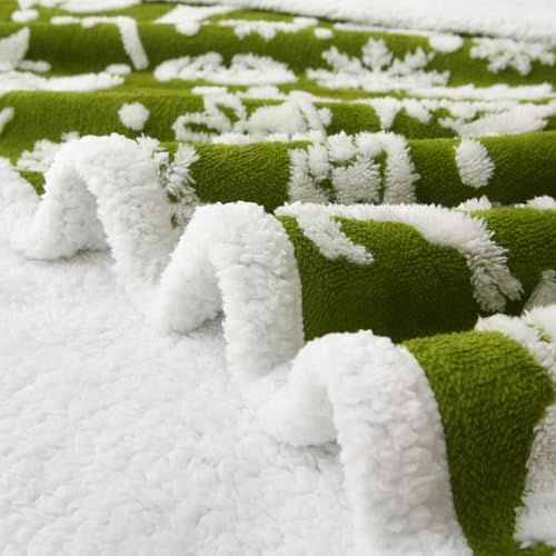 Christmas Green Knitted Sherpa Throw Blanket - 60x80 Inches with Variation Xmasgreen