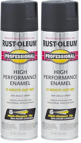 Rust-Oleum Professional High Performance Enamel Spray Paint, Flat Black, 15 Oz (2-Pack)