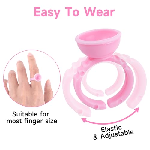 G2PLUS 100PCS Disposable Pink Eyelash Extension Glue Rings and Pigment Holders