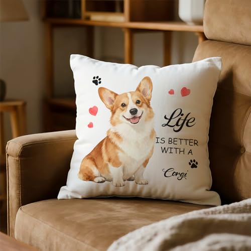 Corgi Throw Pillow Cover - 18x18 Eco-Friendly Velvet Cushion