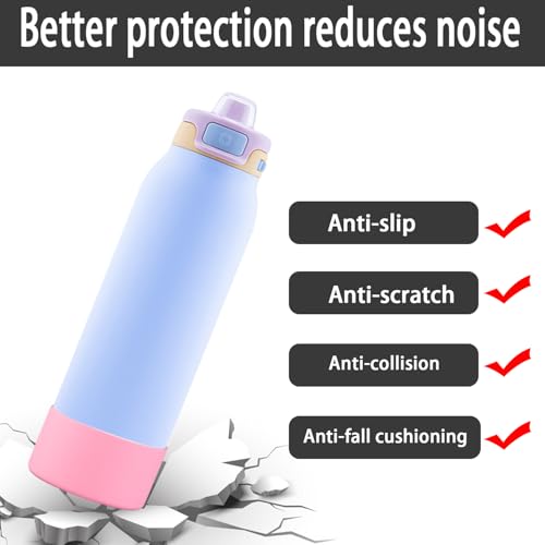 2 PCS Silicone Bottom for Ello Pop 32 OZ Water Bottle, Water Boot for Ello Pop,Avoid Scratches and Noise (Rose Red, 22oz)