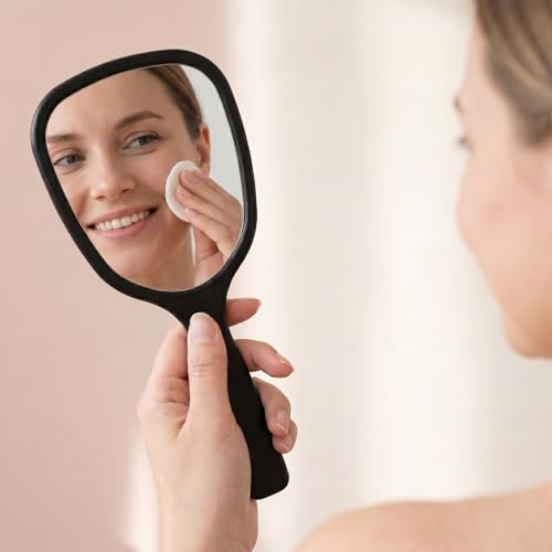 2 Pcs Portable Travel Handheld Mirrors with Handle - Compact and Lightweight for Makeup and Grooming