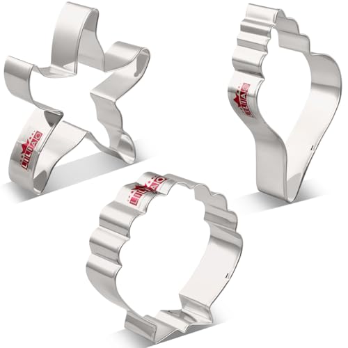 LILIAO Ocean Cookie Cutter Set - 3-Piece Starfish, Seashell & Conch