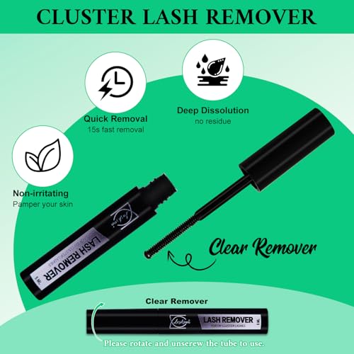 LASHSUN Cluster Lash Remover & Extension Kit with Bond, Seal, and Tweezers