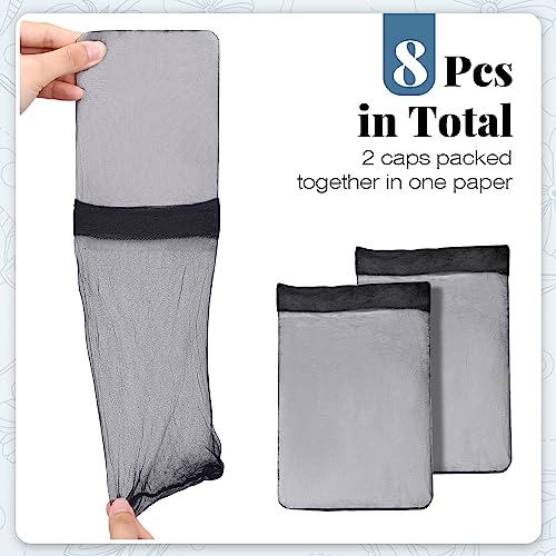 IKOCO Transparent HD Wig Caps for Women - 8 Pack Ultra Thin Nylon Stocking Cap