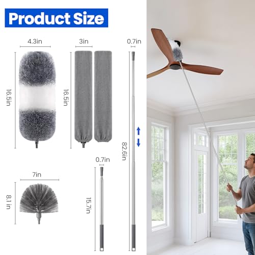 VITEVER 5-in-1 Extendable Dusting Kit with Microfiber Dusters & Pole