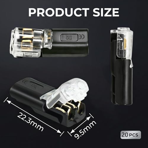20PCS Low Voltage 2 Pin Quick Connectors for LED Strips & Wiring