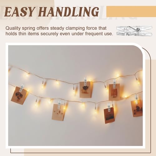200 Pcs Mini Transparent Plastic Clips, 1.38" Photo Clips for Crafts