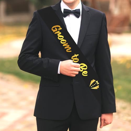 Groom To Be Sash Black Groom Sash with Gold Foil - Bachelor Party Decorations & Gifts - Groom to Be Accessories
