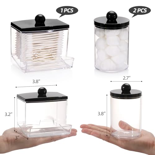 Tbestmax 10oz Cotton Ball Holder & Qtips Dispenser - Black