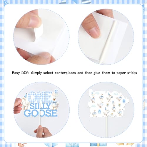 Blue Goose First Birthday Centerpiece Stickers - 24 Pcs