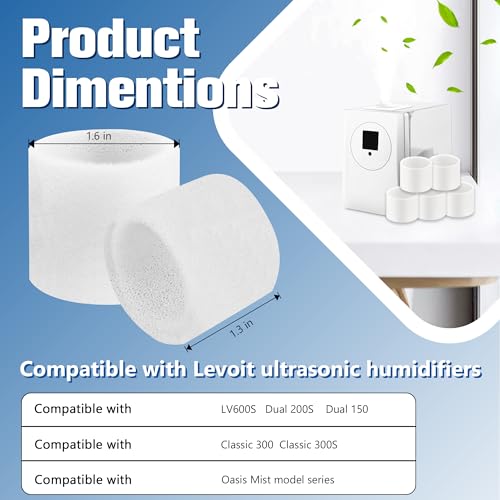 20-Pack Humidifier Replacement Filters for Levoit Ultrasonic Series