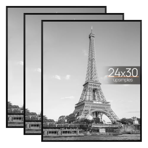 Upsimples 24x30 Poster Frame - Black, Easy Slide-In Assembly, Pack of 3