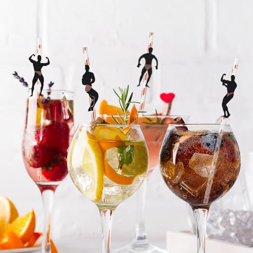 24 Disposable Bachelorette Party Straws - Funny Dancer Design