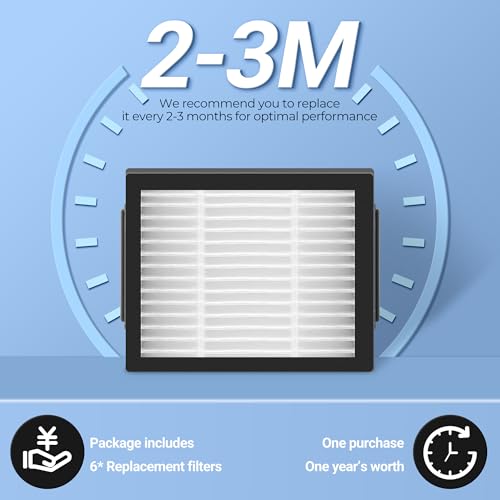Funmit Replacement Filters for Roomba i & e Series - 6 Pack with Brush