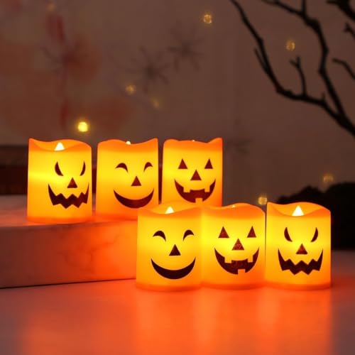 Mingkeda Halloween Flameless Candles - Durable Plastic Party Lights (6 Pack)