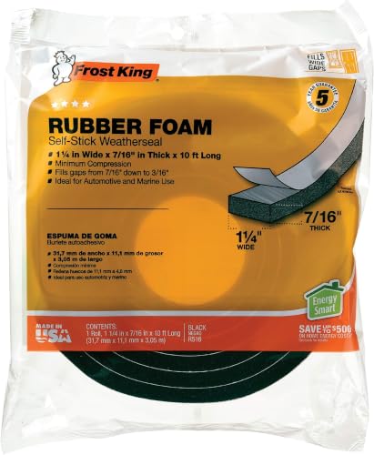 Frost King 10-Foot Foam Tape, 1-1/4" x 7/16" - Pack of 12
