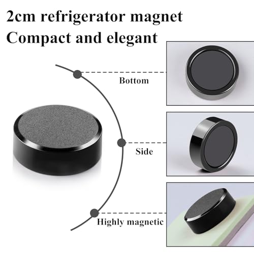 Black 10 Pack Heavy Duty Small Round Fridge Magnets for Whiteboards