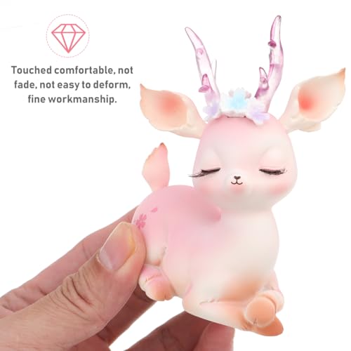 2 Pack Cute Deer Christmas Resin Reindeer Table Ornaments for Home Office Car Decor
