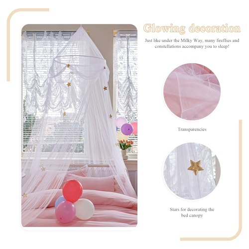 White Bed Canopy with Lights for Kids - Extra Large Dome Mosquito Net