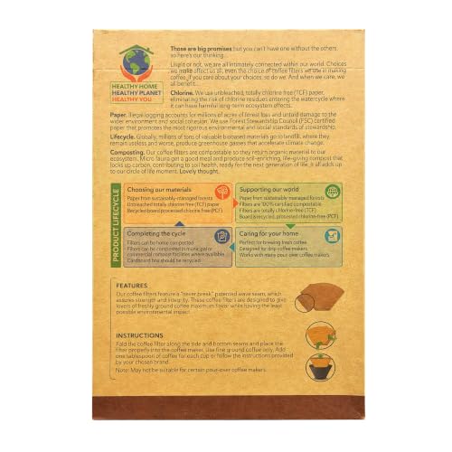 Unbleached No. 4 Coffee Filters - Chlorine-Free, Compostable, 100 Count