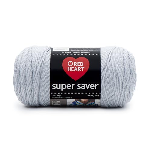 Red Heart Super Saver Yarn - Light Grey, 364 Yards, 100% Acrylic