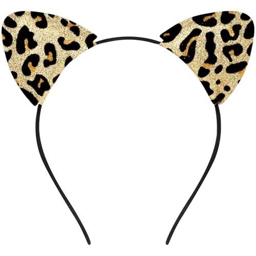 Kicosy Glitter Cat Ears Headband Sparkly Kitty Hair Hoop for Costumes