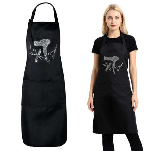 XLIUAX Adjustable Hair Stylist Apron with Rhinestones & Pockets