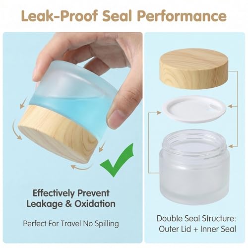 Ericotry 3-Pack 10ml Refillable Glass Cosmetic Jar Pots with Lids